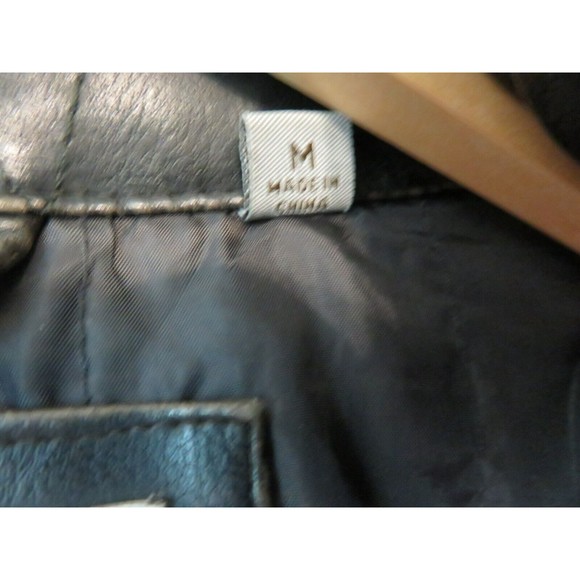 Levi’s Men Faux Leather Jacket Sz M Full Zip Rider Trucker Hooded Motorcycle - Picture 9 of 16